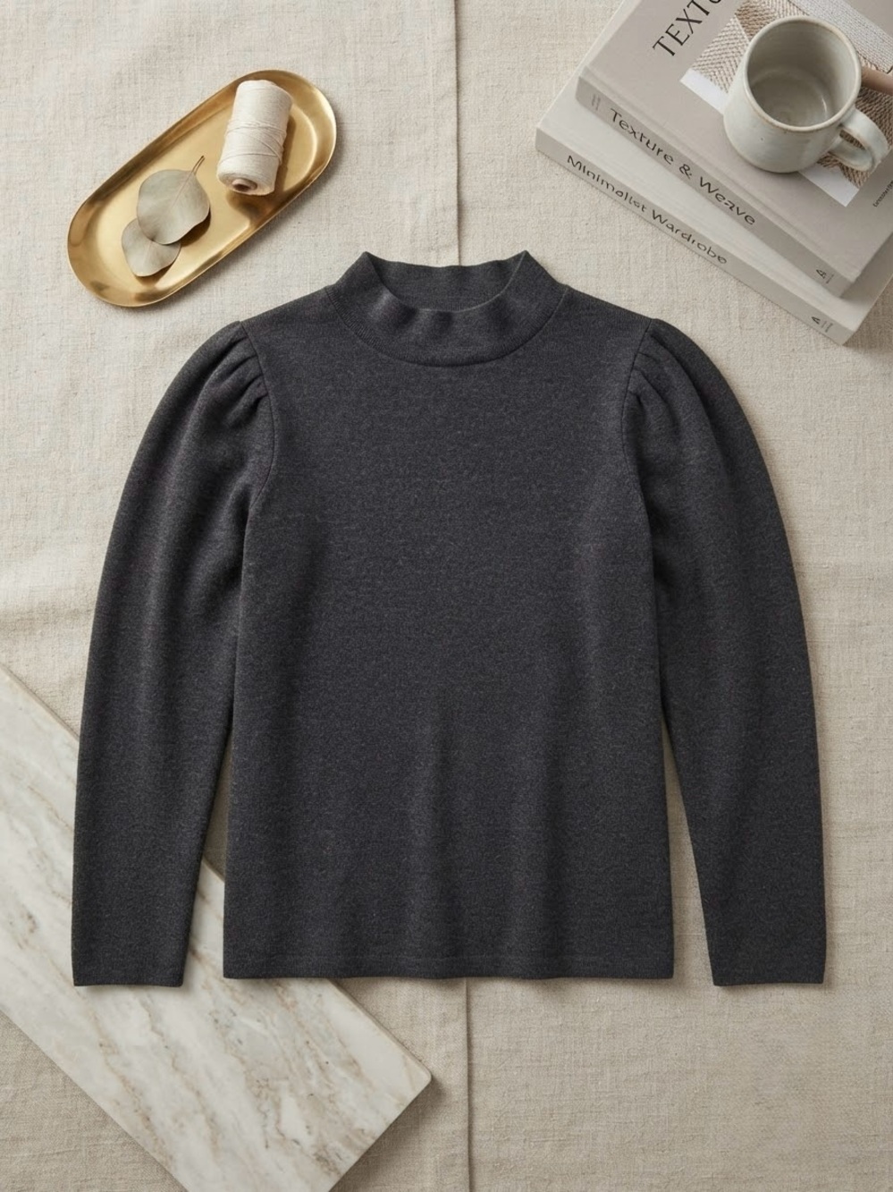 Madewell Gray Puff Sleeve Sweater